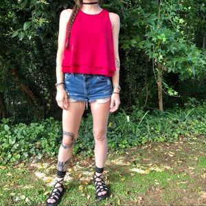 Guess Crimson Sleeveless Layered Blouse